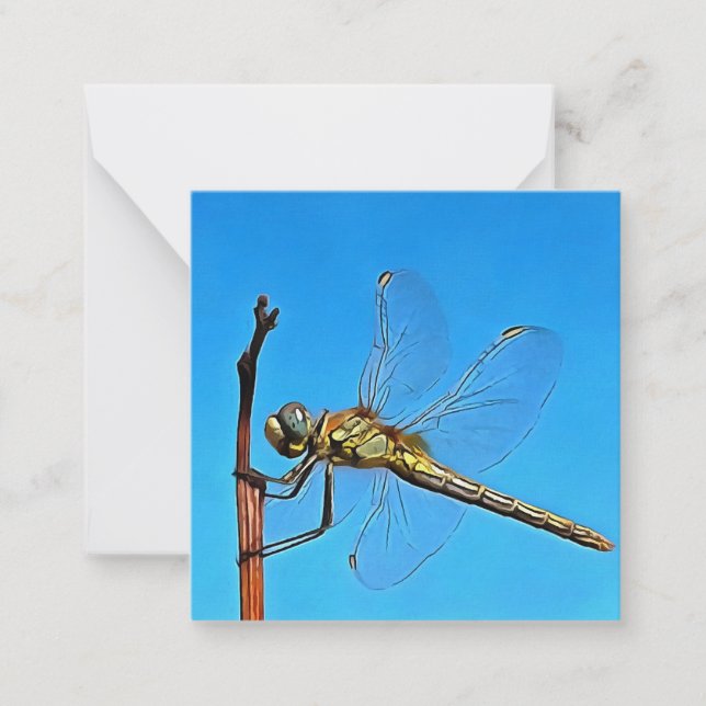 Hang On Artistic Dragonfly Against Cerulean Blue Card (Front)