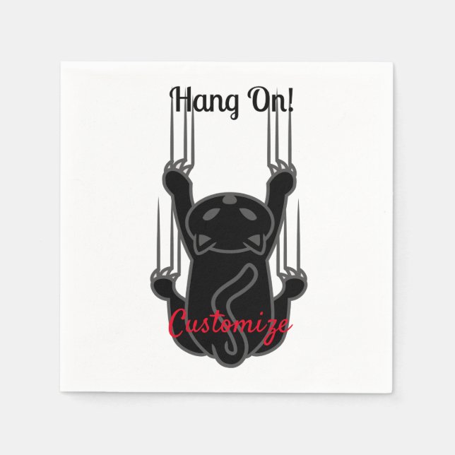 Hang On Black Cat Thunder_Cove Napkin (Front)