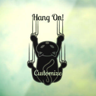 Hang On Black Cat Thunder_Cove Window Cling