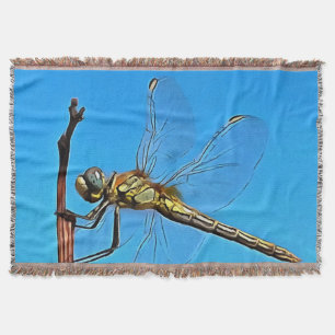 Hang On In There Artistic Dragonfly Throw Blanket