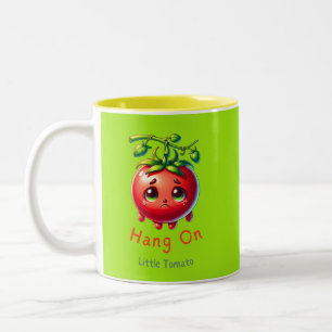 Hang on Little Tomato, Tomato Lover Gift,  Two-Tone Coffee Mug