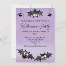 Hang out with the Bats Cute Halloween Invitation