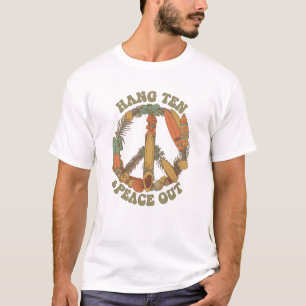 Hang Ten And Peace Out - Surfing T-Shirt