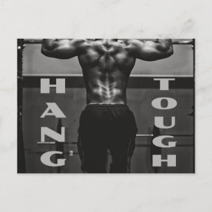 Hang Tough Muscle Man Workout Gym Postcard
