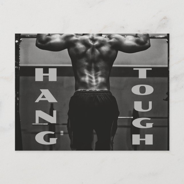 Hang Tough Muscle Man Workout Gym Postcard (Front)
