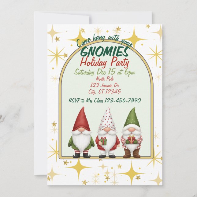 Hang with your Gnomies Holiday Party Invitation (Front)