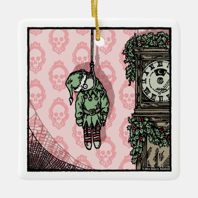Hanged Elf Doll - Pop Goth Holiday Ceramic Ornament (Front)