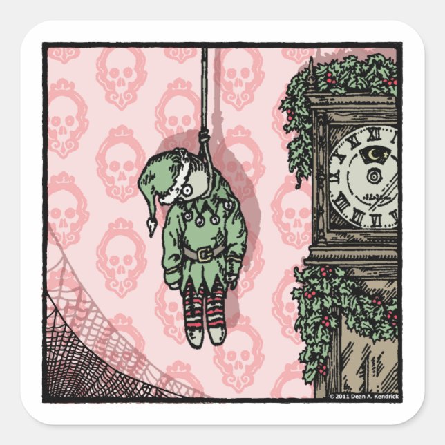 Hanged Elf Doll - Pop Goth Holiday Square Sticker (Front)