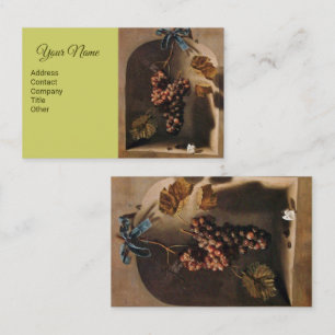 HANGED GRAPES Viticulture,Rustic Brown Green Business Card