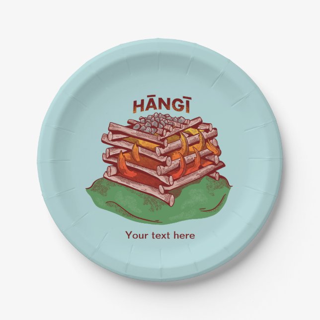 Hangi Maori Cooking Food Kai Paper Plate (Front)