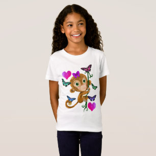 Hangin' Around Monkey with Butterflies & Hearts T-Shirt