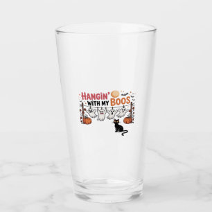 Hangin With My Boos Ghost Holding Black Cat Funny  Glass