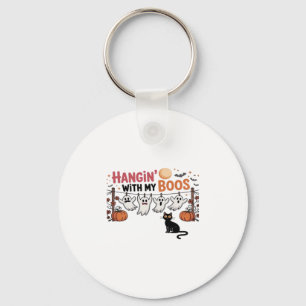 Hangin With My Boos Ghost Holding Black Cat Funny  Key Ring