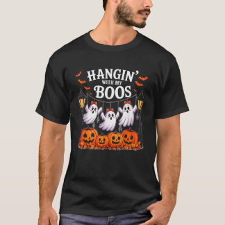 Hangin With My Boos Girl Women Kids Ghost Hallowee T-Shirt