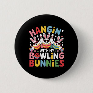Hangin' With My Bowling Bunnies Three Cute Bunny E 6 Cm Round Badge