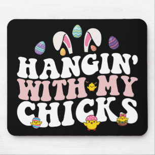 Hangin' With My Chicks Easter Bunny Groovy Retro Mouse Mat