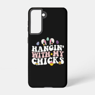 Hangin' With My Chicks Easter Bunny Groovy Retro Samsung Galaxy Case