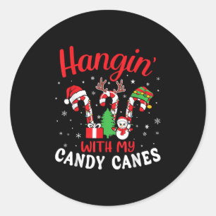 Hangin With My Christmas Candy Canes Crew Lovers T Classic Round Sticker