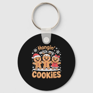 Hangin With My Cookies Christmas Gingerbread Xmas Key Ring