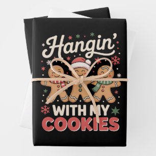 Hangin With My Cookies Gingerbread Xmas Teacher Wrapping Paper Sheet
