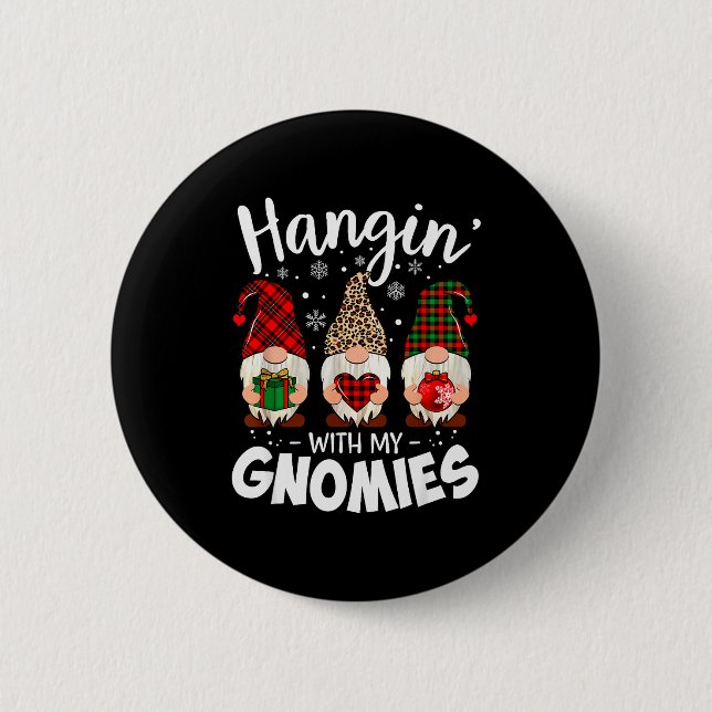 Hangin With My Gnomie Leopard Women Christmas Gnom 6 Cm Round Badge (Front)