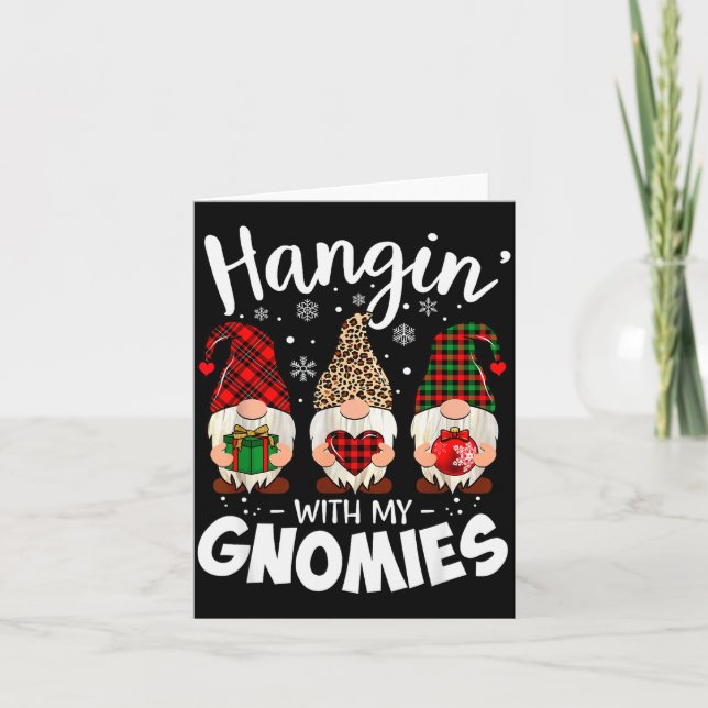Hangin With My Gnomie Leopard Women Christmas Gnom Card (Front)