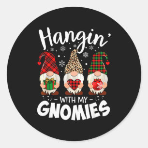 Hangin With My Gnomie Leopard Women Christmas Gnom Classic Round Sticker
