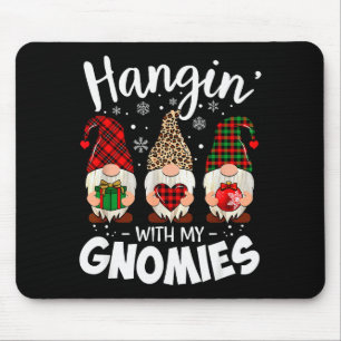 Hangin With My Gnomie Leopard Women Christmas Gnom Mouse Mat