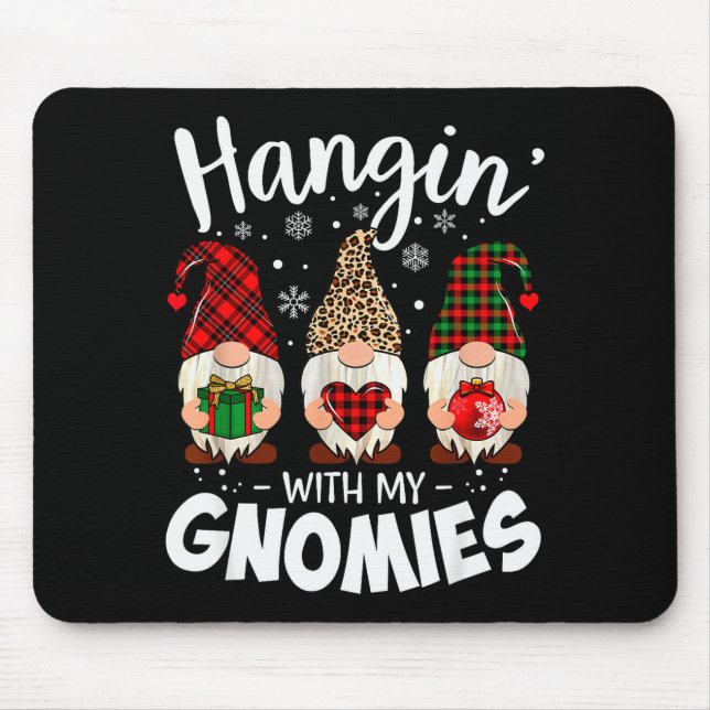 Hangin With My Gnomie Leopard Women Christmas Gnom Mouse Mat (Front)