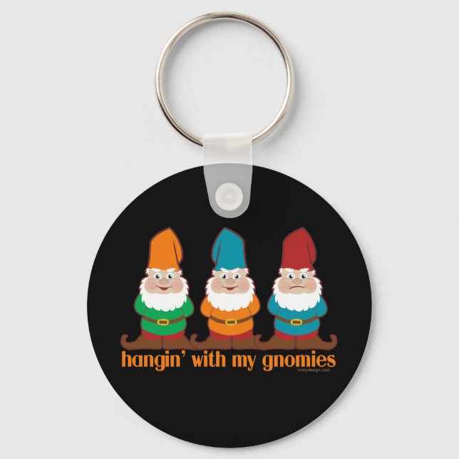 Hangin' With My Gnomies Blue Key Ring (Front)