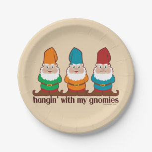 Hangin' With My Gnomies Brown Paper Plate