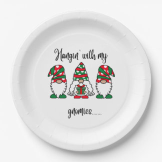 Hangin With My Gnomies Holiday Christmas Paper Plate
