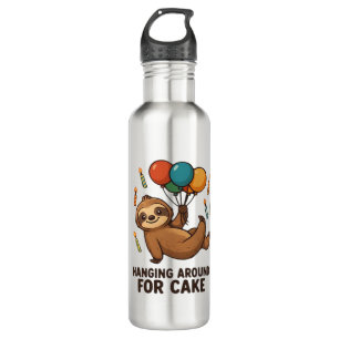 Hanging Around For Cake Birthday Balloon Sloth , C 710 Ml Water Bottle