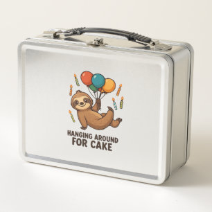 Hanging Around For Cake Birthday Balloon Sloth , C Metal Lunch Box