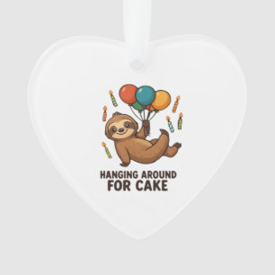 Hanging Around For Cake Birthday Balloon Sloth , C Ornament