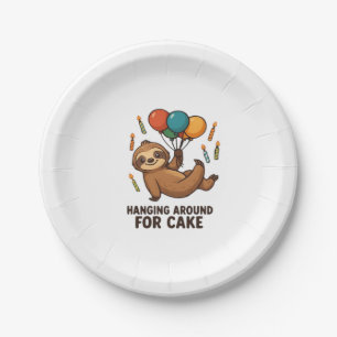 Hanging Around For Cake Birthday Balloon Sloth , C Paper Plate