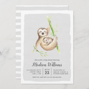 Hanging Around Sloth Baby Shower Invitations