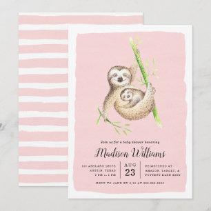 Hanging Around Sloth Baby Shower Invitations