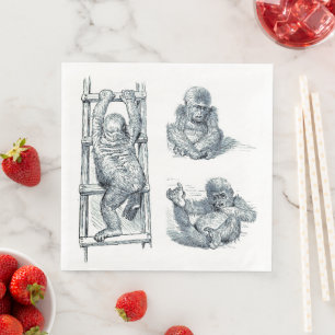 Hanging Around -  Young Ape Gorilla Napkin