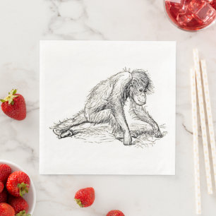 Hanging Around -  Young Ape Gorilla Napkin