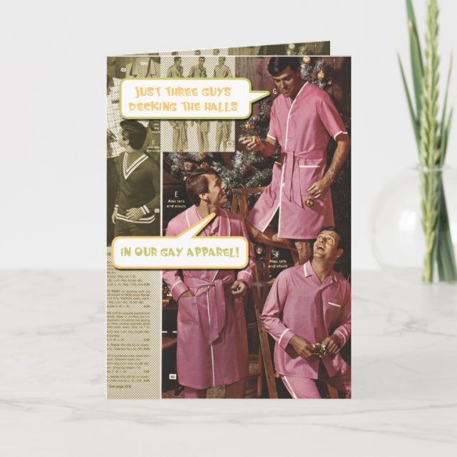 Hanging Balls funny gay Christmas card (Front)