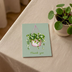 Hanging Basket Greenery Watercolor Thank You Card