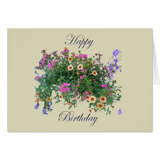 Hanging Basket Happy Birthday Card