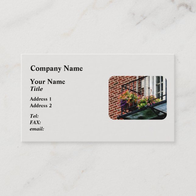Hanging Basket on Fire Escape Business Card (Front)