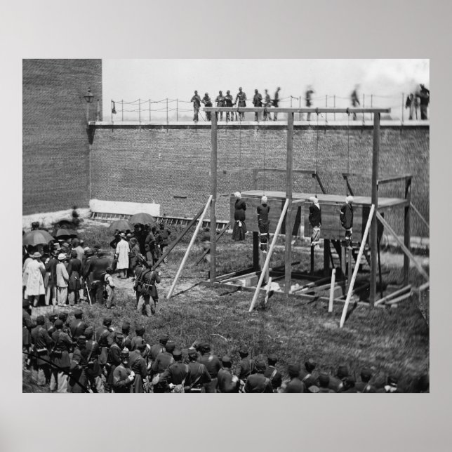 Hanging Bodies of Lincoln Conspirators, 1865 Poster (Front)