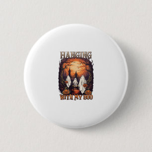 Hanging Boo Halloween Ghosts Pumpkins Full Moon_1 6 Cm Round Badge