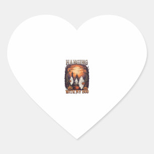 Hanging Boo Halloween Ghosts Pumpkins Full Moon_1 Heart Sticker