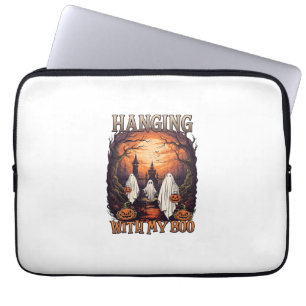 Hanging Boo Halloween Ghosts Pumpkins Full Moon_1 Laptop Sleeve