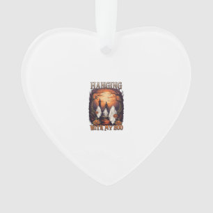 Hanging Boo Halloween Ghosts Pumpkins Full Moon_1 Ornament