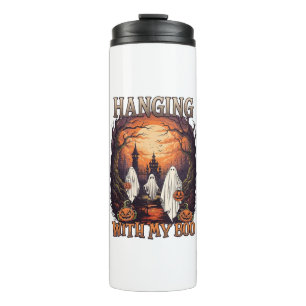 Hanging Boo Halloween Ghosts Pumpkins Full Moon_1 Thermal Tumbler